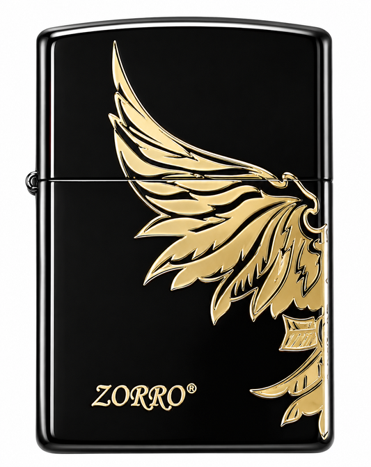Zorro Wings Design Flip Lid Lighter Gift Box Set with 16ML Fluid Refill
