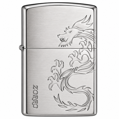 Zorro Dragon Flip Lid Lighter Gift Box Set with 16ML Fluid Refill
