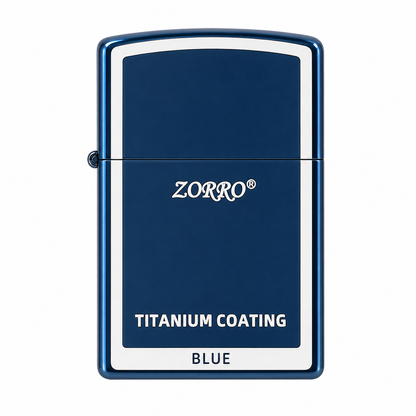Zorro Blue Design Flip Lid Lighter Gift Box Set with 16ML Fluid Refill