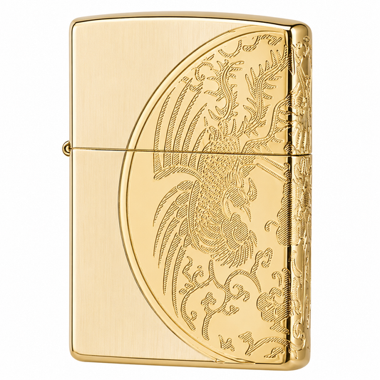 Zorro Japanese Gold Flip Lid Lighter Gift Box Set with 16ML Fluid Refill