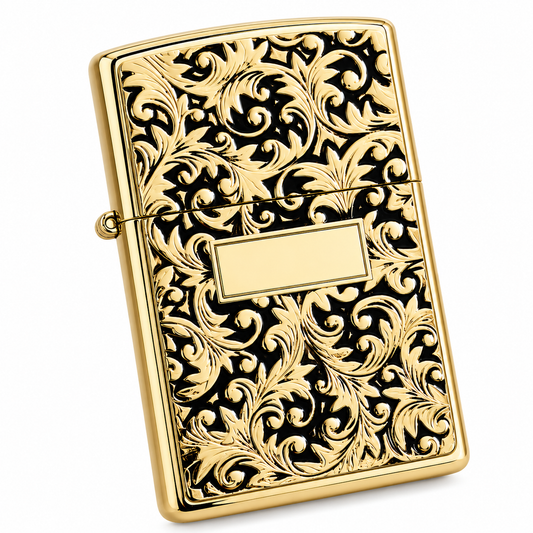 Zorro Swirl Leaf Design Flip Lid Lighter Gift Box Set with 16ML Fluid Refill
