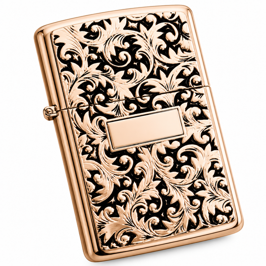 Zorro Bronze Vine Design Flip Lid Lighter Gift Box Set with 16ML Fluid Refill