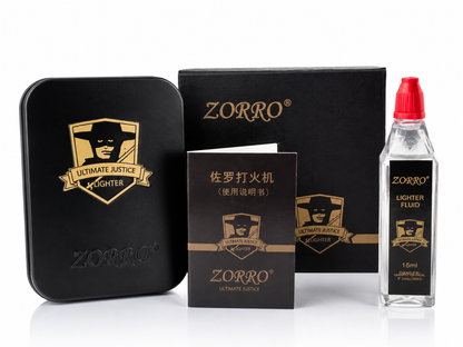 Zorro I Love You Flip Lid Lighter Gift Box Set with 16ML Fluid Refill
