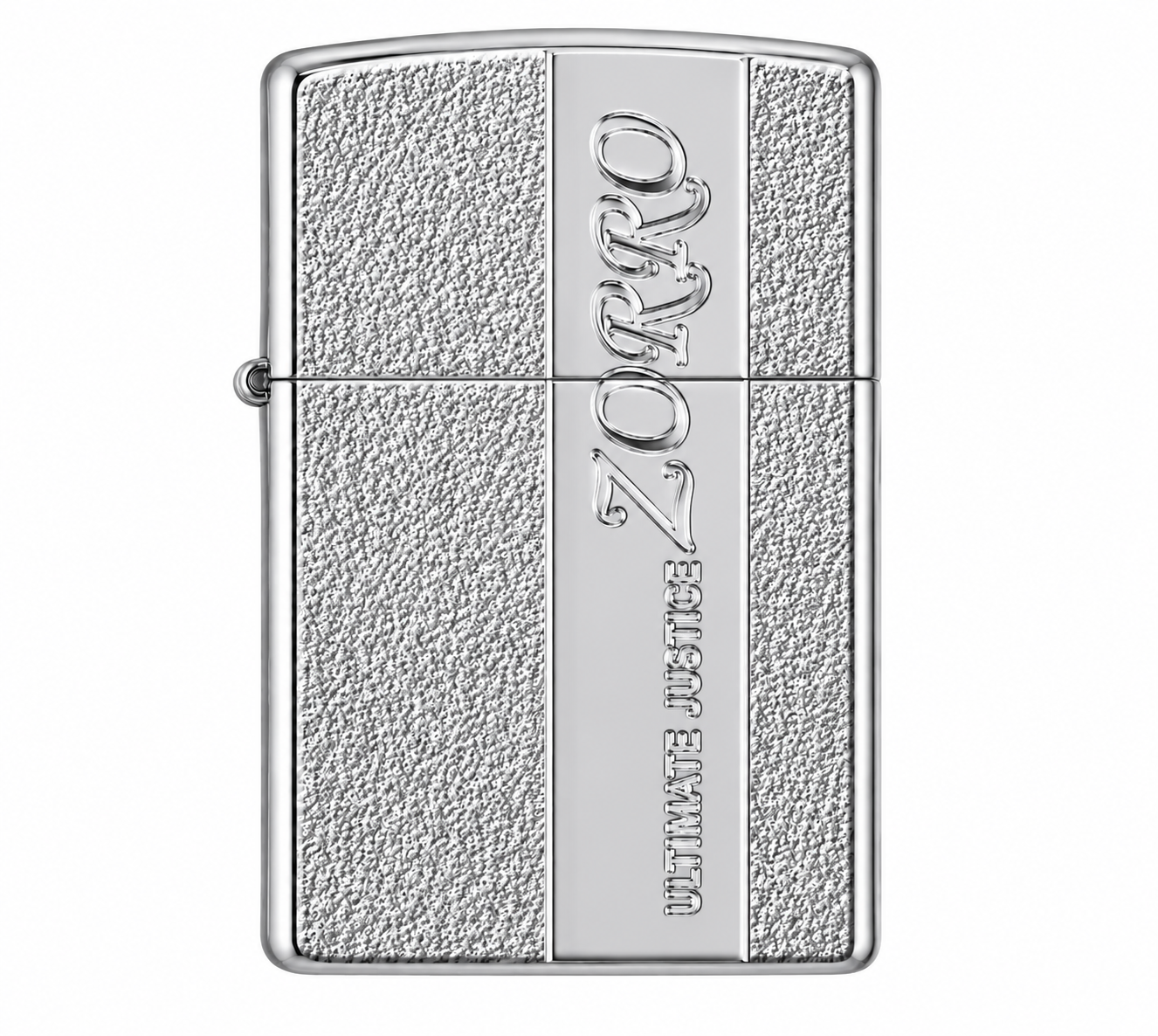 Zorro Silver Granite Flip Lid Lighter Gift Box Set with 16ML Fluid Refill