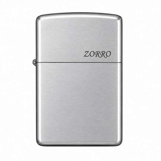 Zorro Silver Design Flip Lid Lighter Gift Box Set with 16ML Fluid Refill
