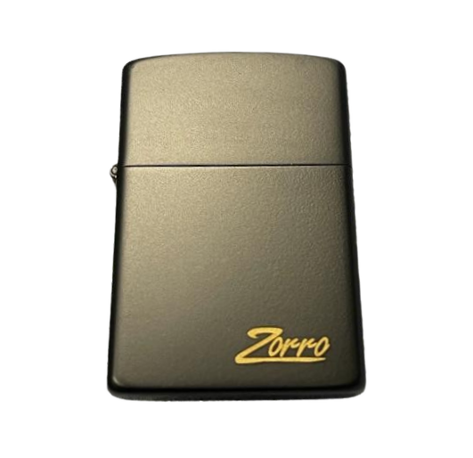 Zorro Lighter Fluid Refill Flip Lid Gold Grafitti Design