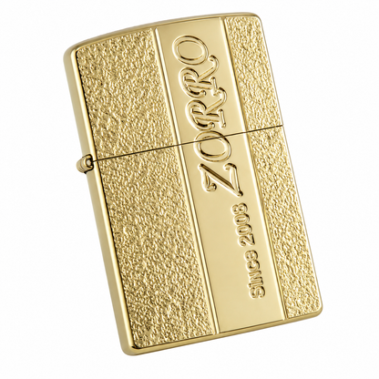 Zorro Antique Gold Flip Lid Lighter Gift Box Set with 16ML Fluid Refill