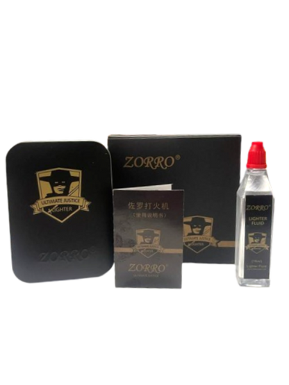 Zorro Lighter Fluid Refill Flip Lid Blue Design