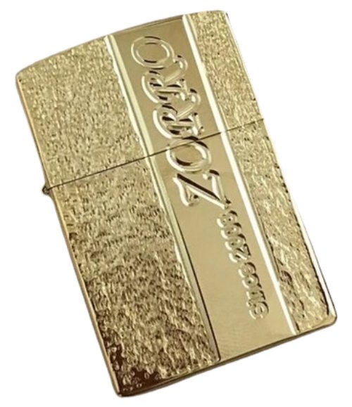 Zorro Lighter Fluid Refill Flip Lid Antique Gold Design - Zorro Lighters