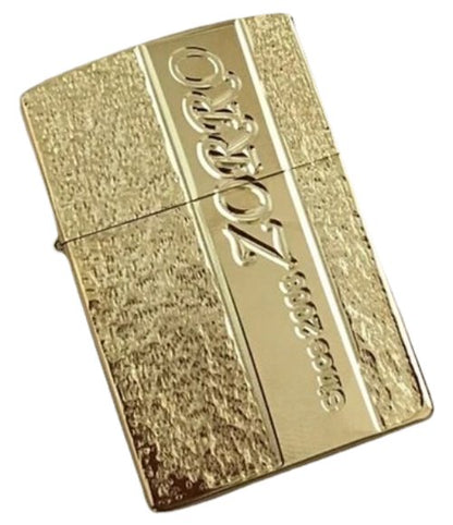 Zorro Lighter Fluid Refill Flip Lid Antique Gold Design - Zorro Lighters