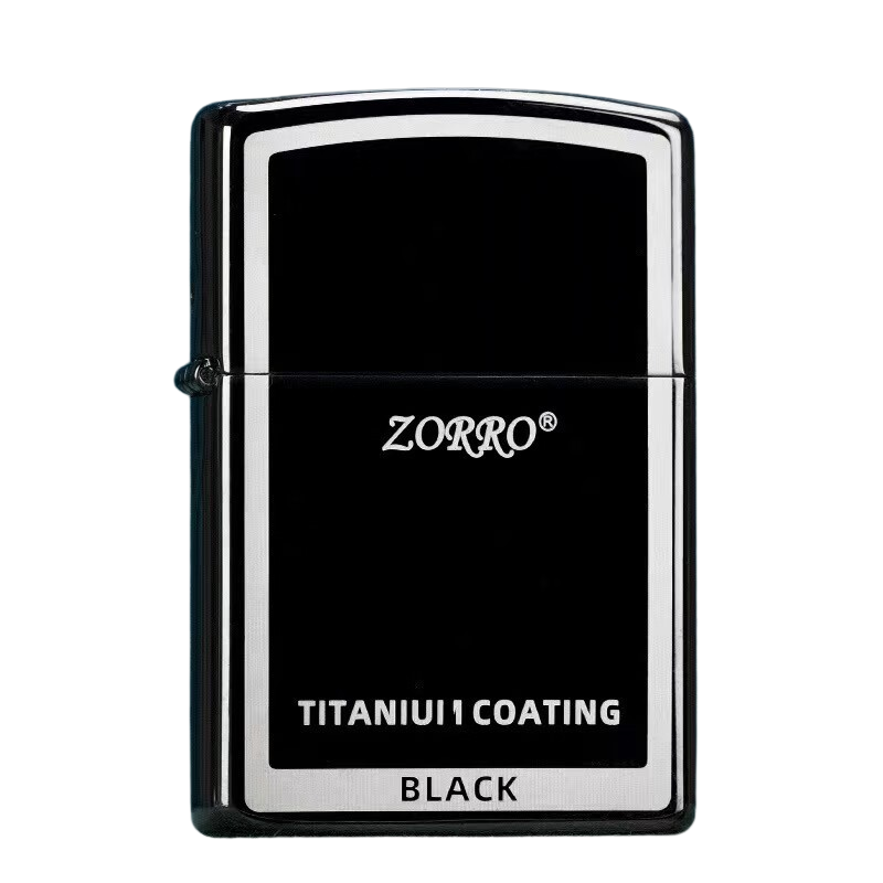 Zorro Lighter Fluid Refill Flip Lid Black Titanium Design