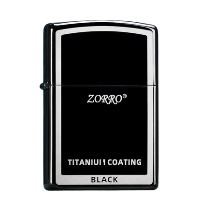 Zorro Lighter Fluid Refill Flip Lid Black Titanium Design