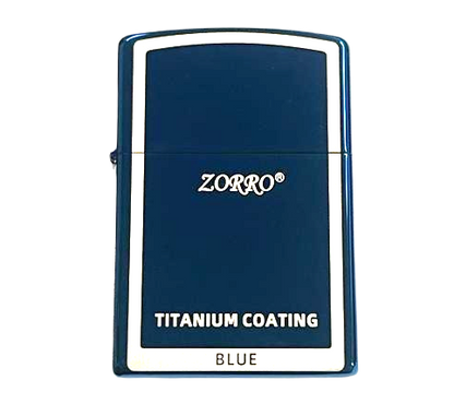 Zorro Lighter Fluid Refill Flip Lid Blue Design