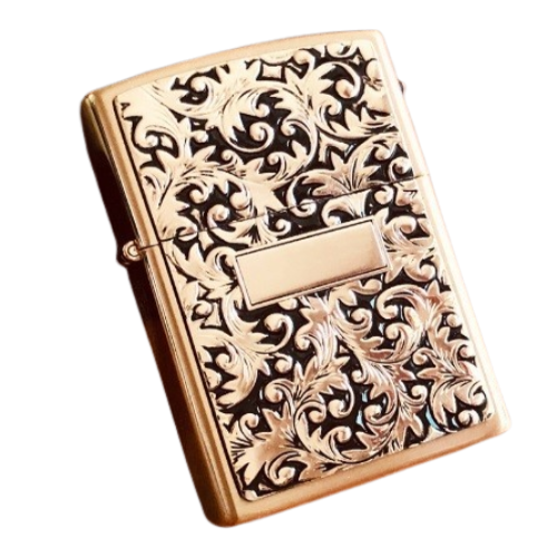 Zorro Lighter Fluid Refill Flip Lid Bronze Vine Design