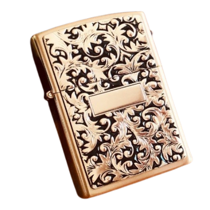 Zorro Lighter Fluid Refill Flip Lid Bronze Vine Design