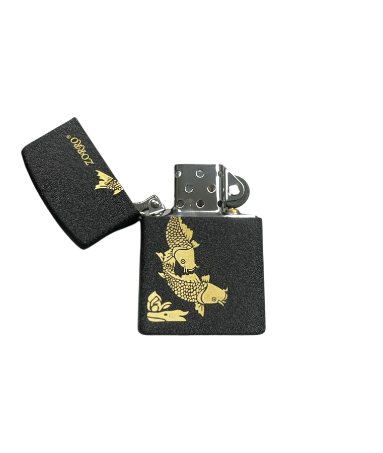 Zorro Lighter Fluid Refill Flip Lid Coy Fish Design