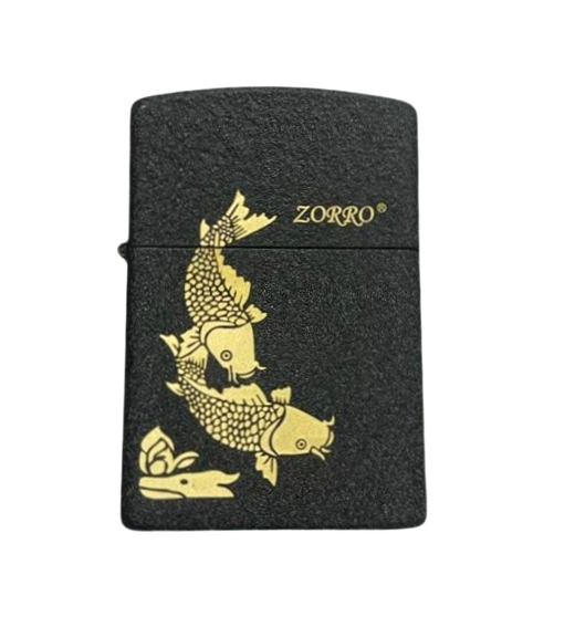 Zorro Lighter Fluid Refill Flip Lid Coy Fish Design