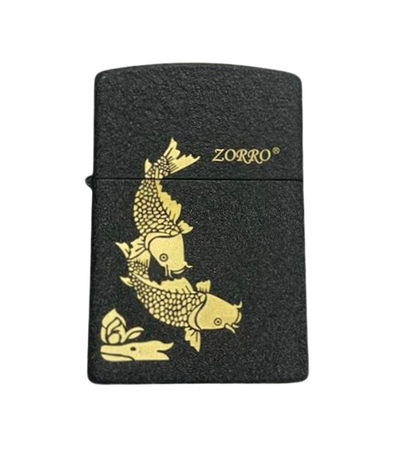 Zorro Lighter Fluid Refill Flip Lid Coy Fish Design