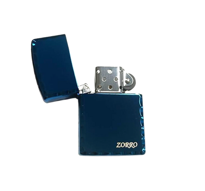Zorro Lighter Fluid Refill Flip Lid Dark Blue Design