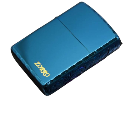 Zorro Lighter Fluid Refill Flip Lid Dark Blue Design