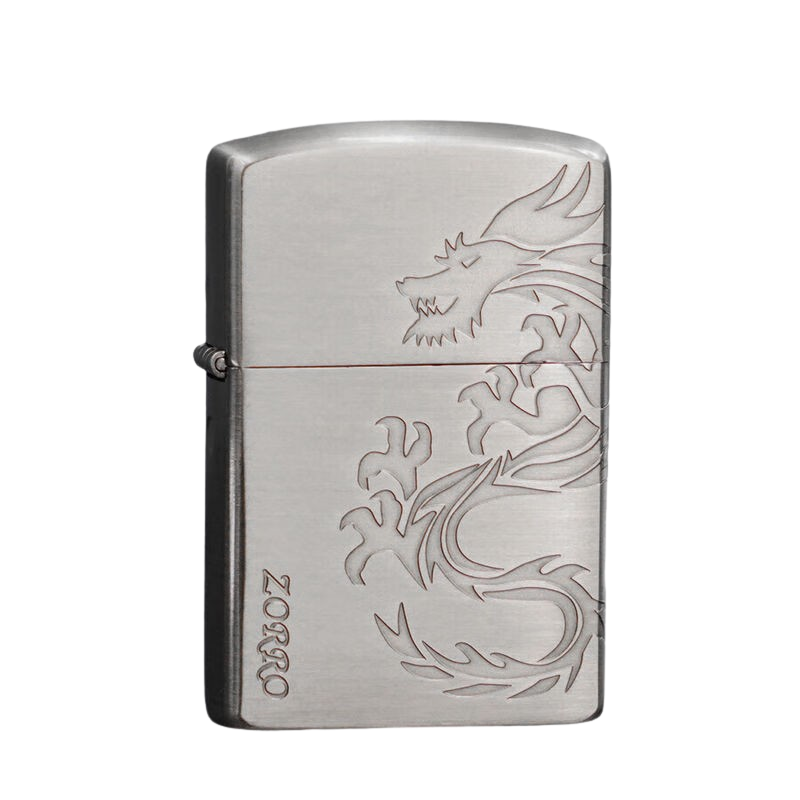 Zorro Lighter Fluid Refill Flip Lid Dragon Design