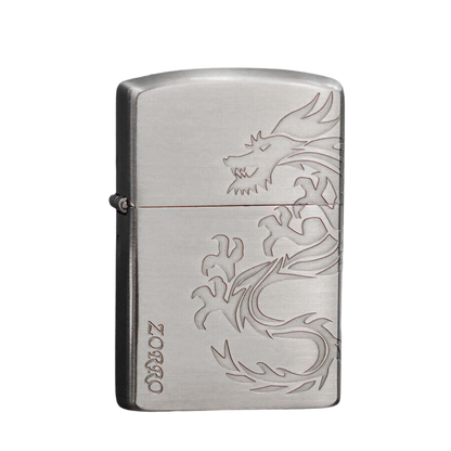 Zorro Lighter Fluid Refill Flip Lid Dragon Design