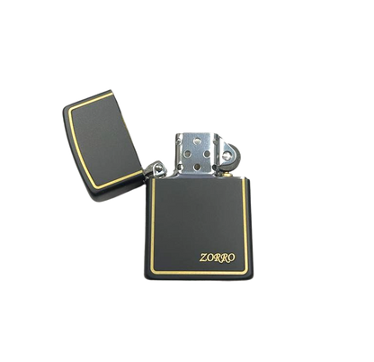Zorro Lighter Fluid Refill Flip Lid Gold Stripes Design