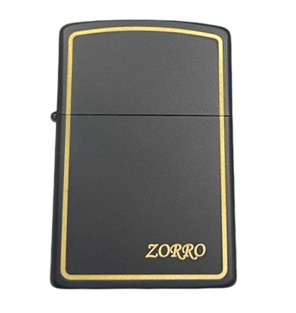 Zorro Lighter Fluid Refill Flip Lid Gold Stripes Design