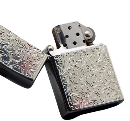 Zorro Lighter Fluid Refill Flip Lid Intricate Leaf Design