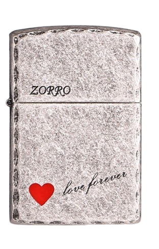 Zorro Lighter Fluid Refill Flip Lid Love Forever Design