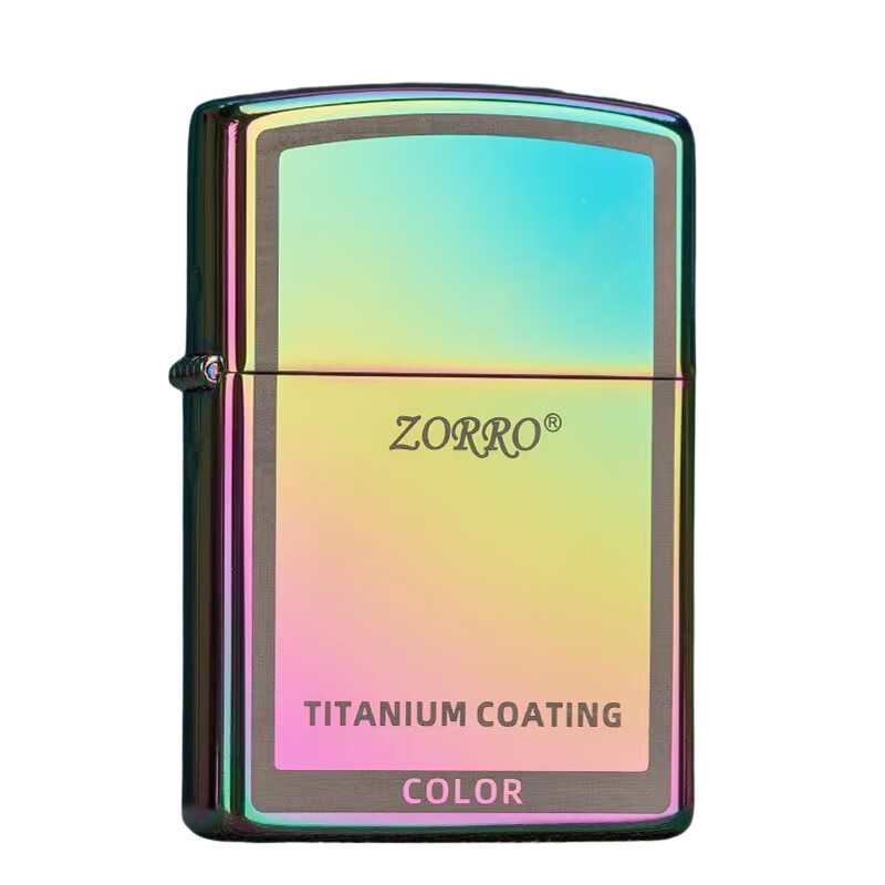 Zorro Lighter Fluid Refill Flip Lid Titanium Colourful Design