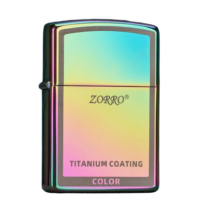 Zorro Lighter Fluid Refill Flip Lid Titanium Colourful Design