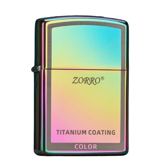 Zorro Lighter Fluid Refill Flip Lid Titanium Colourful Design