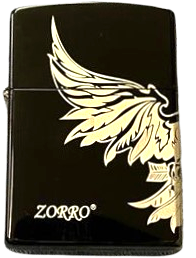 Zorro Lighter Fluid Refill Flip Lid Wings Design