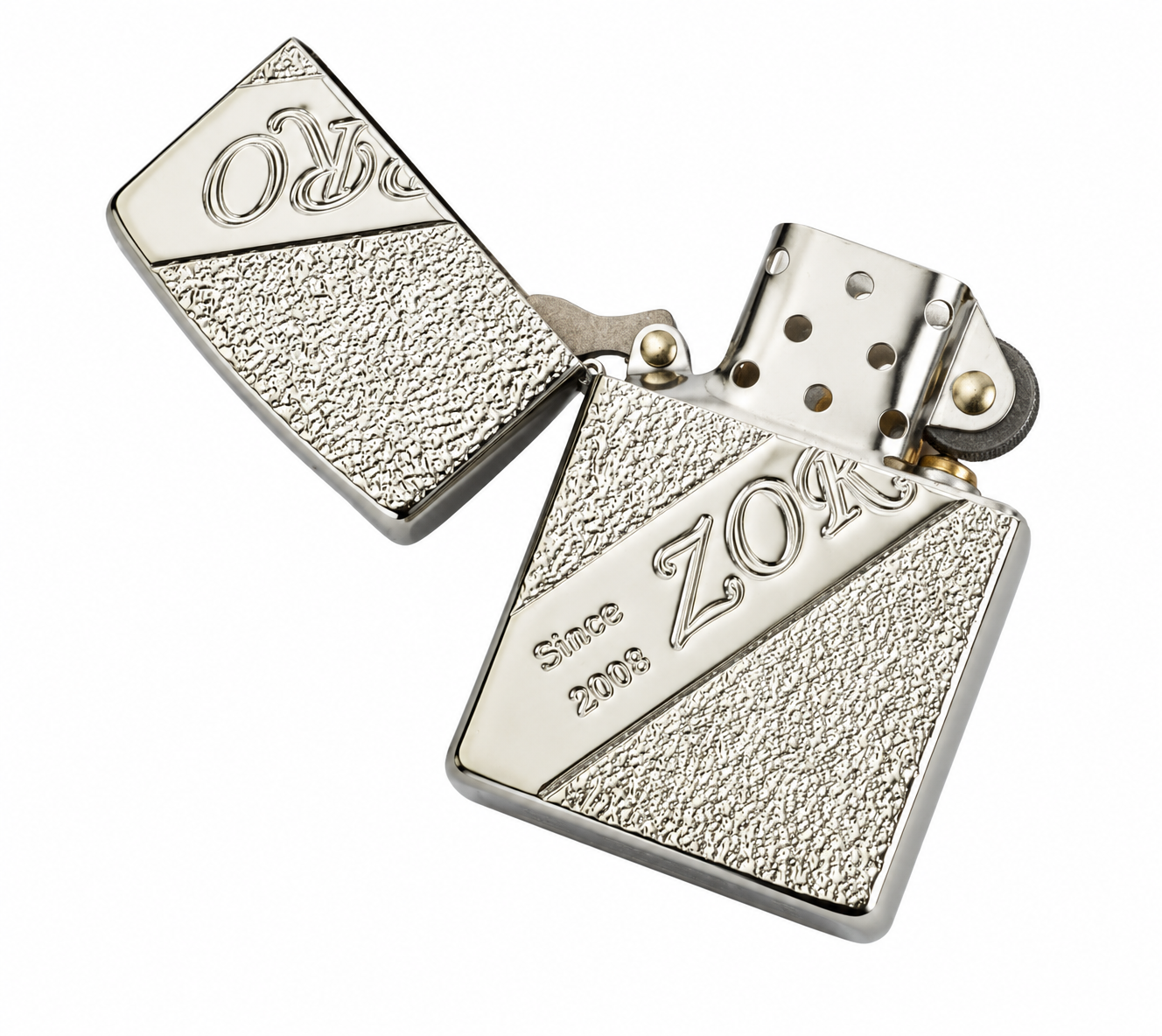 Zorro Silver Flip Lid Lighter Gift Box Set with 16ML Fluid Refill