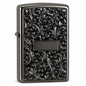 Zorro Spinning Flower Silver Flip Lid Lighter Gift Box Set with 16ML Fluid Refill