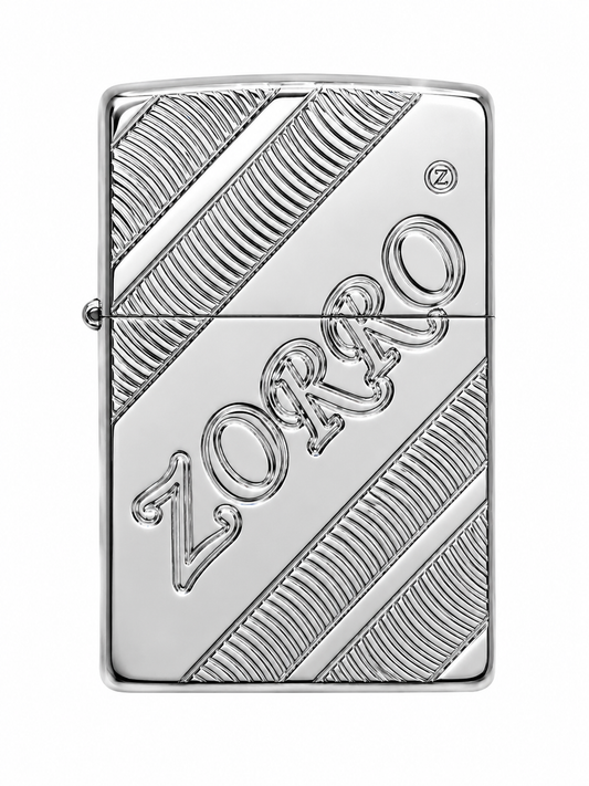 Zorro Textured Design Flip Lid Lighter Gift Box Set with 16ML Fluid Refill