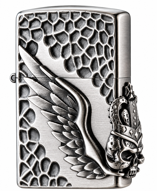 Zorro Wings Design Flip Lid Lighter Gift Box Set with 16ML Fluid Refill