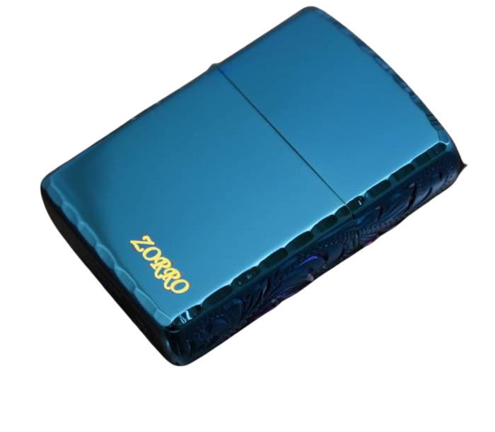 Zorro Lighter Fluid Refill Flip Lid Dark Blue Design