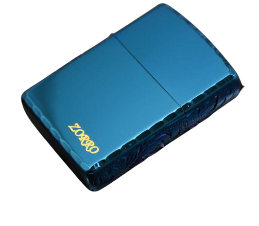 Zorro Lighter Fluid Refill Flip Lid Dark Blue Design